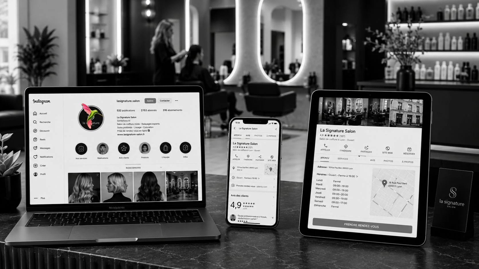 Réseaux sociaux et Google Business pour salon de coiffure